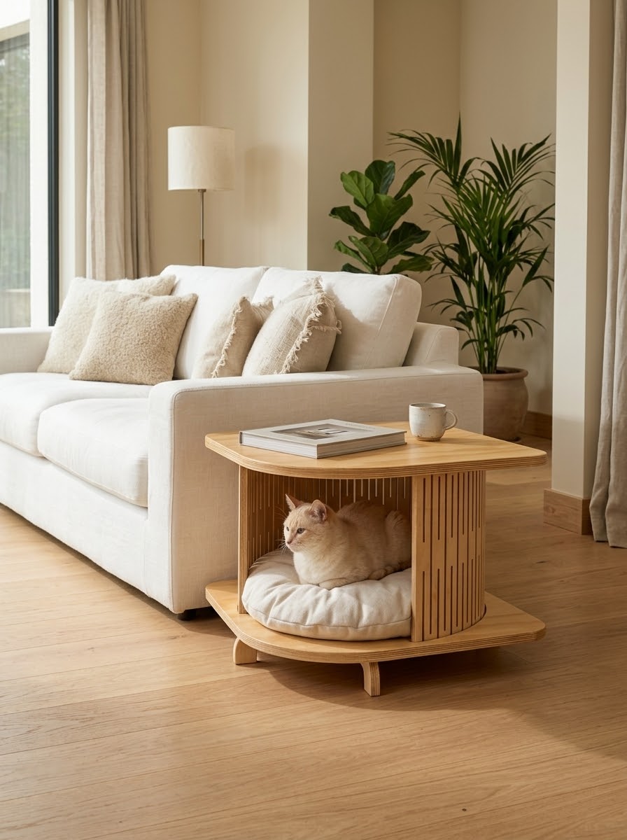 Mesa Horus – Mesa auxiliar con refugio para gatos