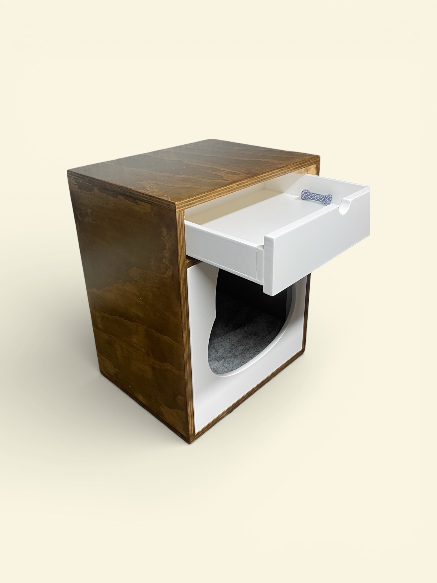 Mesa de Noche con Refugio para Gatos