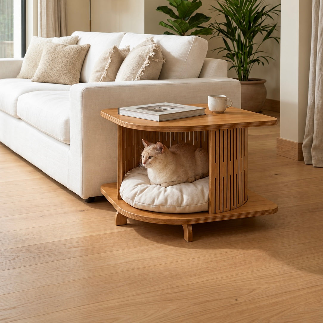 Mesa Horus – Mesa auxiliar con refugio para gatos