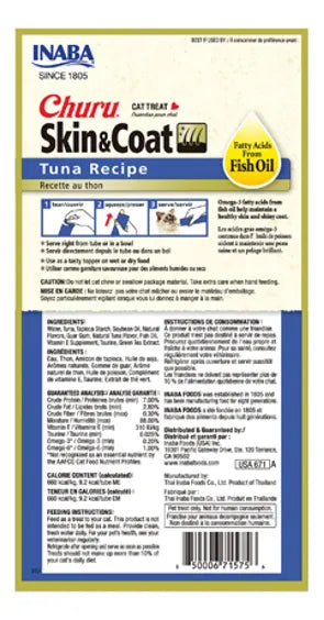 Churu Skin & Coat para Gatos – Receta de Atún | Snack Cremoso con Omega 3 y Vitamina E