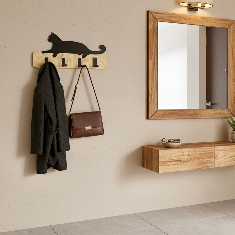 Perchero Gatuno Plegable – Madera y Metal