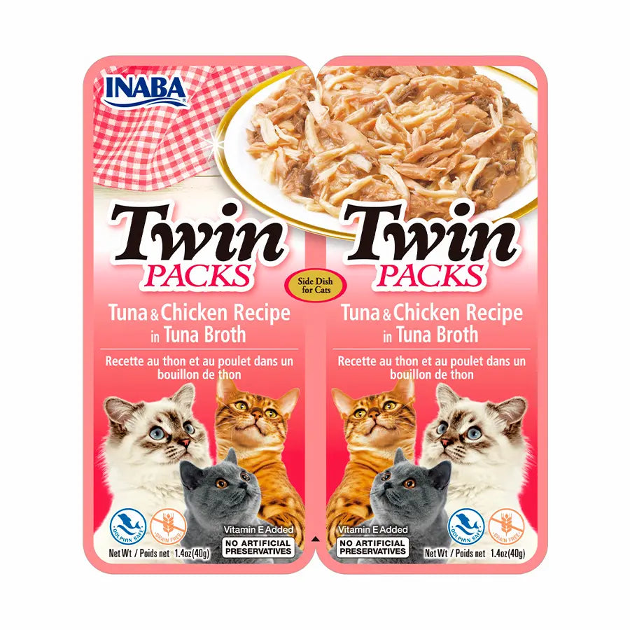 Inaba Twin Packs para Gatos – Atún y Pollo en Caldo de Atún | 2 Porciones de 40 g