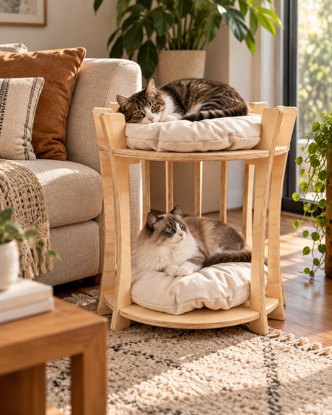 Oslo Doble con dos gatos descansando en sus dos camas